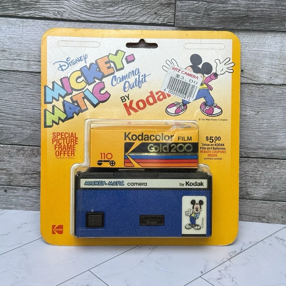 Kodak Mickey-Matic 110 Film Camera - VTG 80's - Blue Disney Mickey Outfit